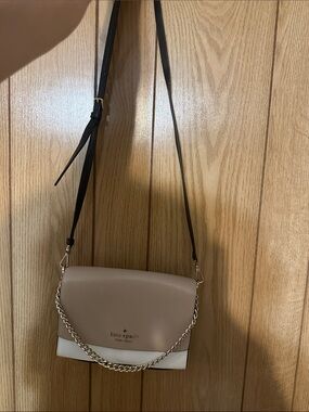 kate spade Two-Tone Taupe and Cream Crossbody with Black Strap